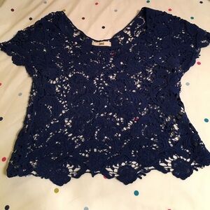 Crochet navy crop top
